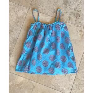 Egg by Susan Lazar girls aqua blue/red print tank top, 8yrs